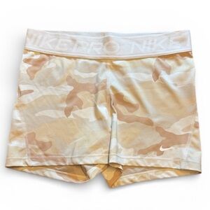 Nike Women's Pro Dri-Fit Athletic Shorts - Beige Camo